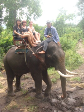 riding on elephant