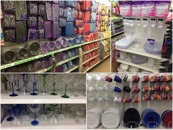 collage of tableware items available at dollar store